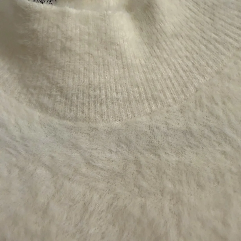 Soft Ivory Short-Sleeve Mock Neck Sweater - Picture 5 of 6